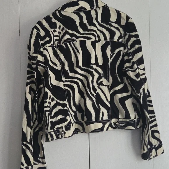 St. John Sport Black White Cotton Jean Jacket L - Picture 6 of 6